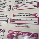 100x Custom Next Service Due Label Sticker