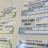 100x Custom Next Service Due Label Sticker