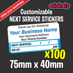 100x Custom Next Service Due Label Sticker