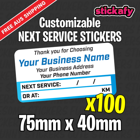 100x Custom Next Service Due Label Sticker