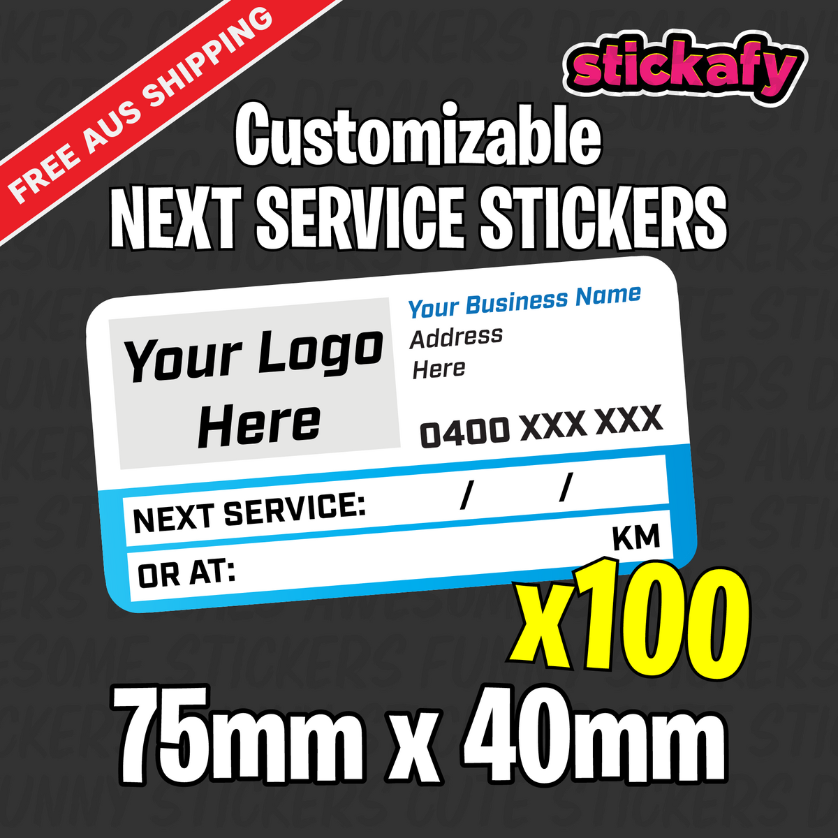 100x Custom Next Service Due With Logo Label Sticker – Stickafy