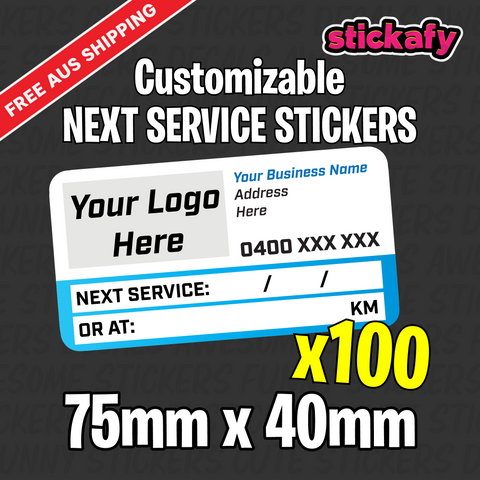 100x Custom Next Service Due With Logo Label Sticker