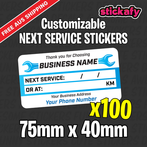 100x Custom Next Service Due Label Sticker