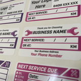 100x Custom Next Service Due With Logo Label Sticker