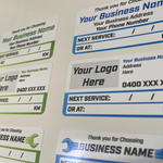 100x Custom Next Service Due With Logo Label Sticker