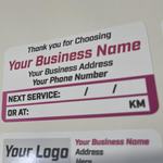 100x Custom Next Service Due With Logo Label Sticker