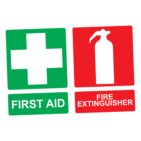 First Aid & Fire Extinguisher Combo Sticker