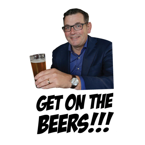 Dan Andrews Get On the Beers Sticker