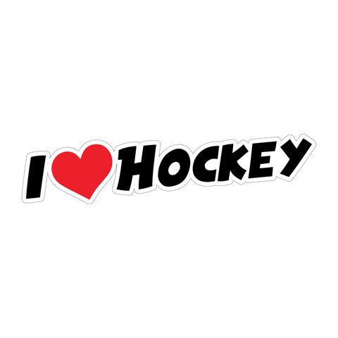 I Love Hockey Sticker