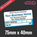 100x Custom Next Service Due Label Sticker