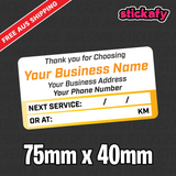 100x Custom Next Service Due Label Sticker