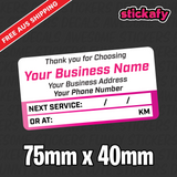 100x Custom Next Service Due Label Sticker