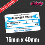 100x Custom Next Service Due Label Sticker