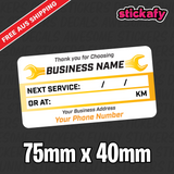 100x Custom Next Service Due Label Sticker