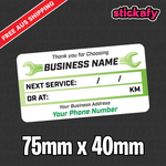 100x Custom Next Service Due Label Sticker