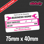 100x Custom Next Service Due Label Sticker