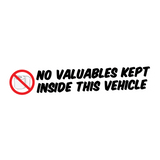 No Valuables kept inside this Vehicle Sticker