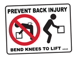 Prevent Back Injury Sticker