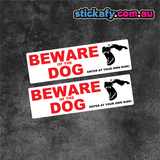 Beware of the Dog (x2) Long Sticker