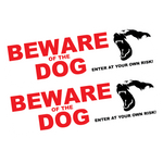 Beware of the Dog (x2) Long Sticker