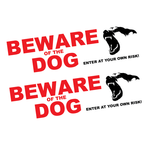 Beware of the Dog (x2) Long Sticker